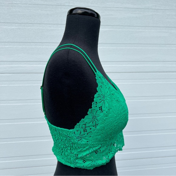 NWOT PINK Victoria's Secret Lace Longline Bralette in Kelly Green, L - Picture 5 of 14